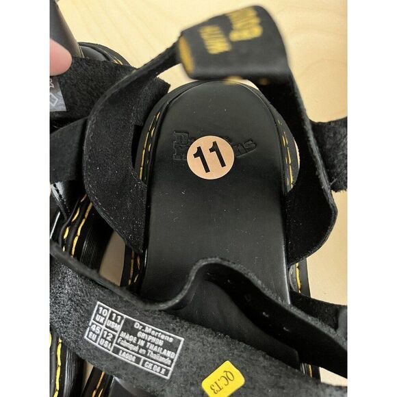 DR MARTENS MEN's 11 GRYPHON DOUBLE STITCH BRANDO BLACK LEATHER SANDALS NEW - Picture 9 of 9